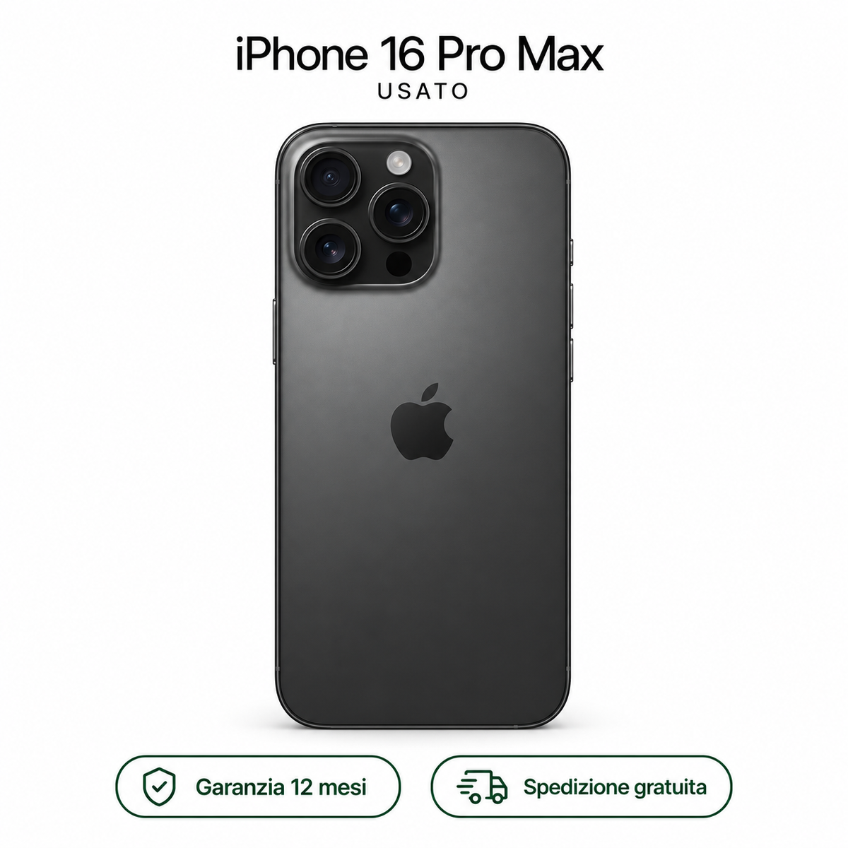 iPhone 16 Pro Max usato — immagine illustrativa, Garanzia 12 mesi, Spedizione gratuita