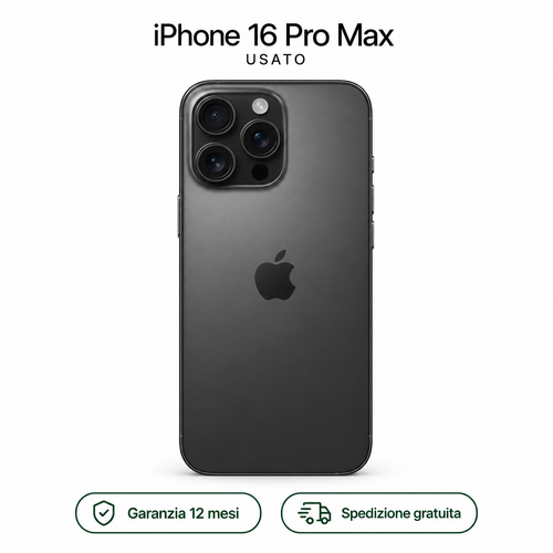 iPhone 16 Pro Max usato — immagine illustrativa, Garanzia 12 mesi, Spedizione gratuita