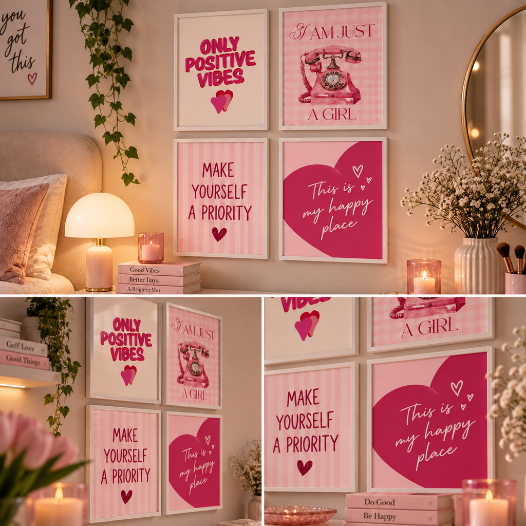 Quadri decorativi rosa in arredamento moderno